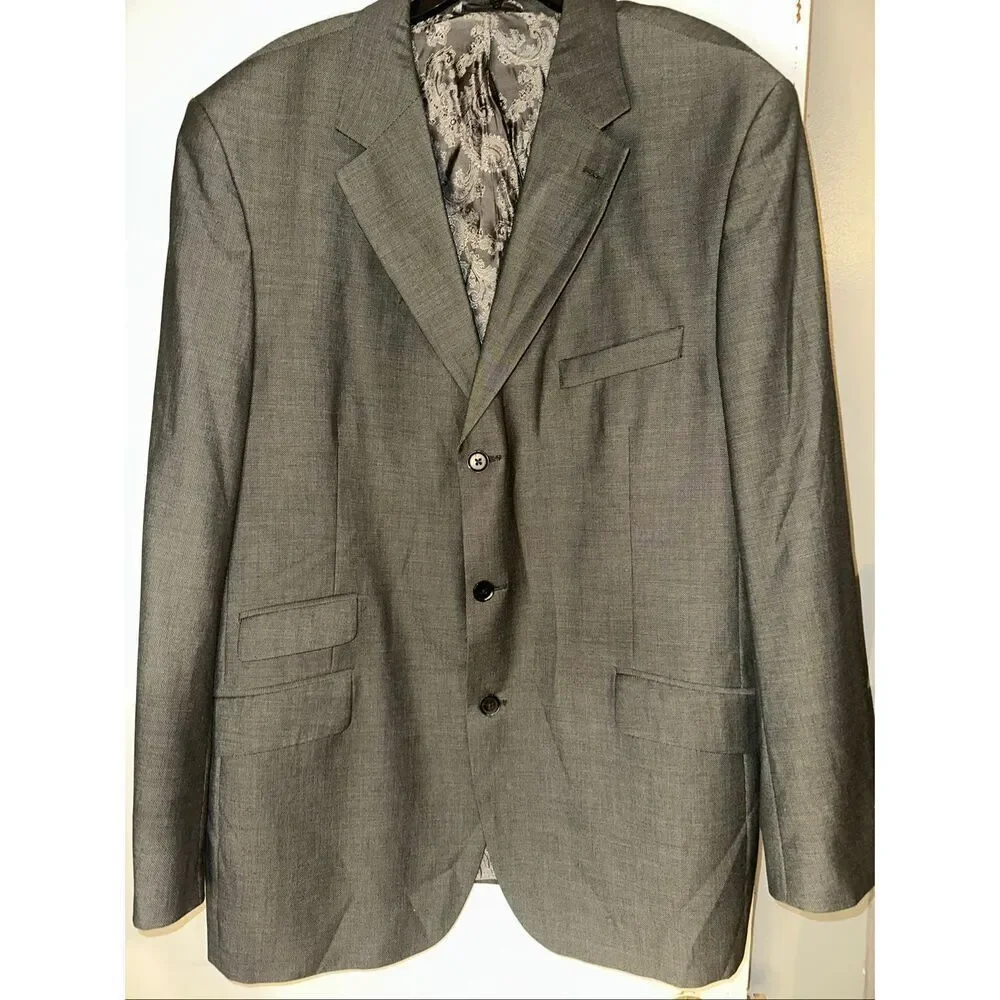 Steve Harvey Blazer Mens 48L Gray 3 Button Model Supreme Suit Jacket
